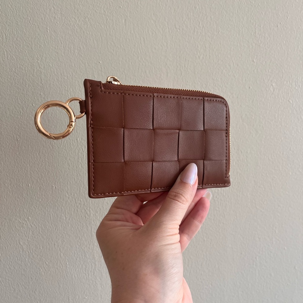 A New Day Brown Woven Leather Keychain Wallet